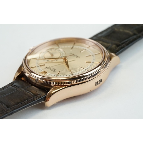 369 - Rolex Cellini Date ref 50515 39mm 18ct rose gold automatic wristwatch, appears unworn, with bezel pr... 