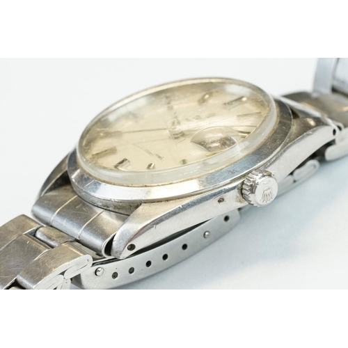 371 - Tudor Oyster Date stainless steel gents wristwatch, with silvered dial, with black date aperture at ... 