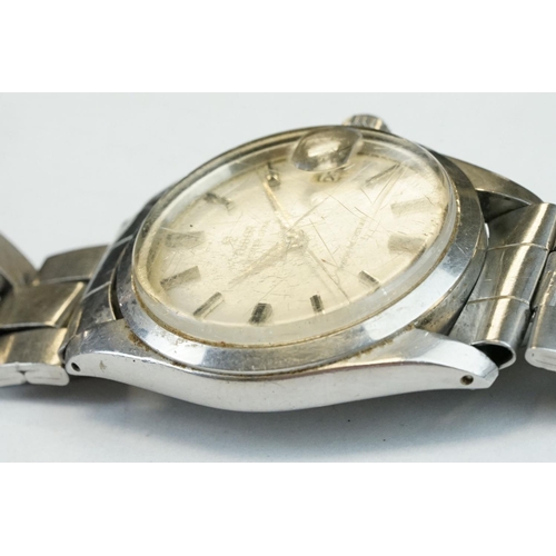 371 - Tudor Oyster Date stainless steel gents wristwatch, with silvered dial, with black date aperture at ... 