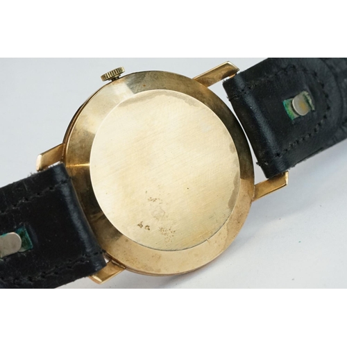 375A - Rotary Incabloc 9ct gold cased gents wristwatch, with silvered dial, gilt baton hour markers, gilt p... 