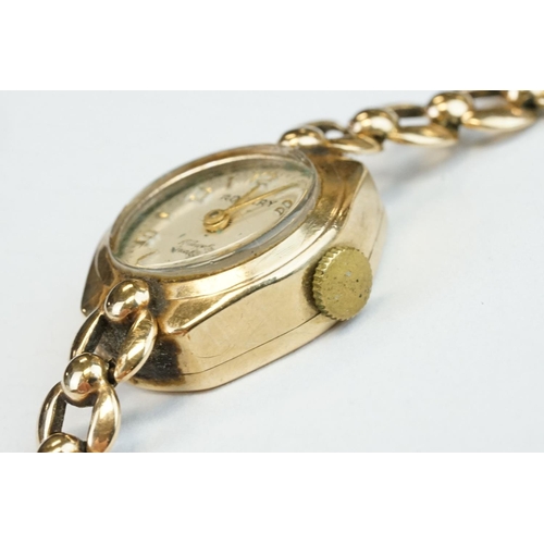 377 - Ladies Rotary Incabloc 9ct yellow gold cocktail wristwatch, 17 jewels, cream dial with gilt Arabic n... 