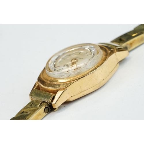 378 - MuDu 18ct gold cased wristwatch, circular champagne dial, gilt Arabic and baton numerals, gilt penci... 