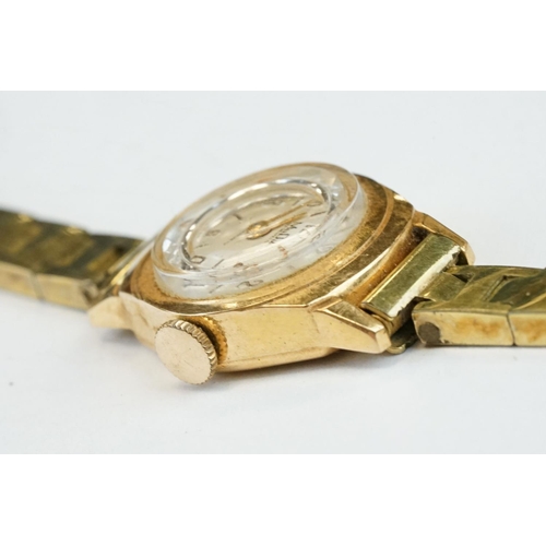 378 - MuDu 18ct gold cased wristwatch, circular champagne dial, gilt Arabic and baton numerals, gilt penci... 