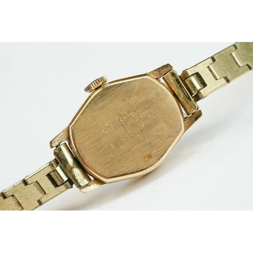 378 - MuDu 18ct gold cased wristwatch, circular champagne dial, gilt Arabic and baton numerals, gilt penci... 