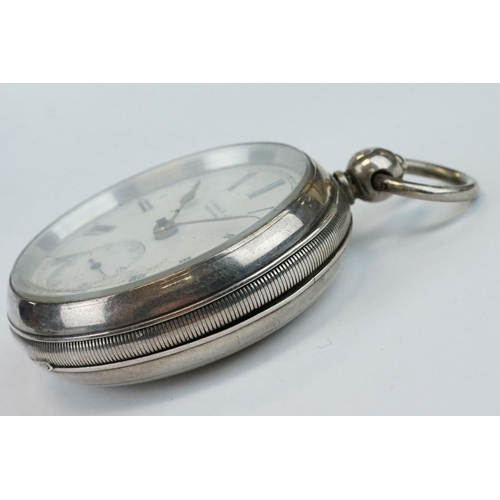 383 - Two early 20th century silver open faced key wind pocket watches with engine turned cases and blank ... 