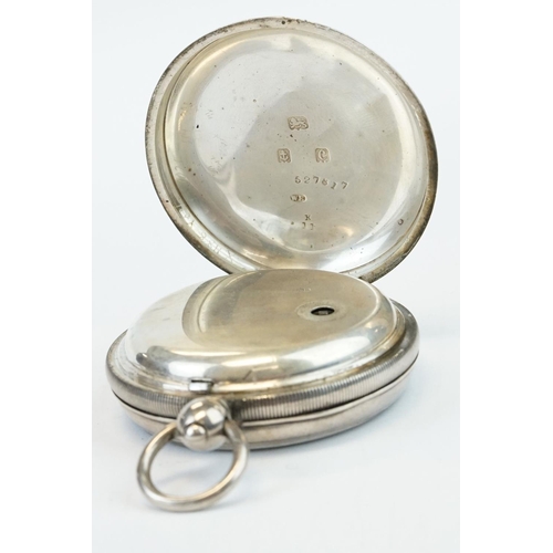 383 - Two early 20th century silver open faced key wind pocket watches with engine turned cases and blank ... 