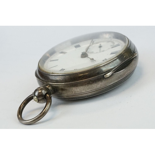 383 - Two early 20th century silver open faced key wind pocket watches with engine turned cases and blank ... 