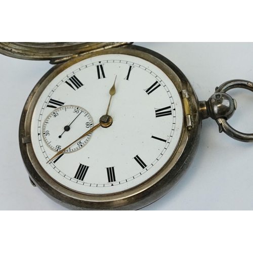 383 - Two early 20th century silver open faced key wind pocket watches with engine turned cases and blank ... 