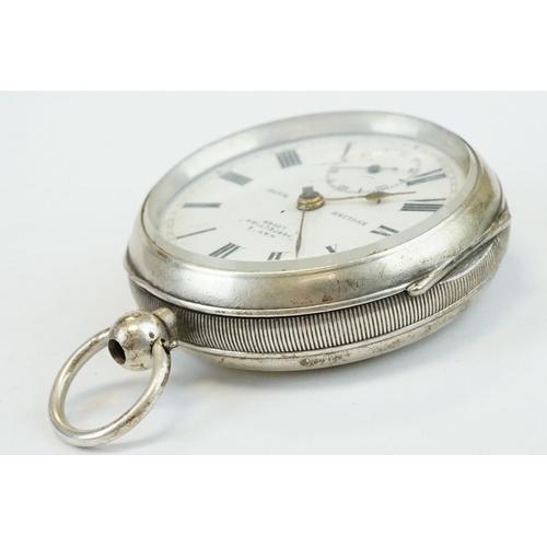 387 - 'Kay's Perfection Lever' silver open face key wind pocket watch, Birmingham 1911, with engine turned... 