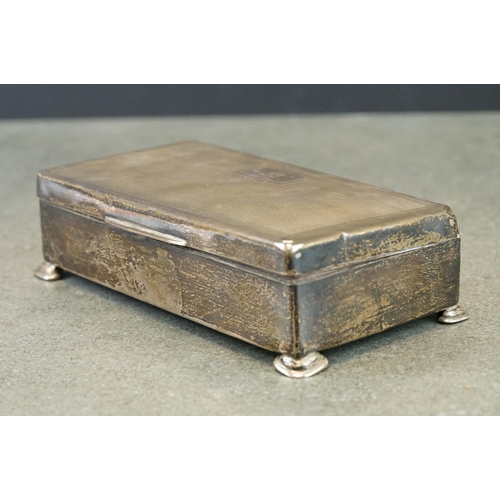 408 - Early George V silver cigarette case, rectangular form, the lid with engraved Royal Engineers crest,... 