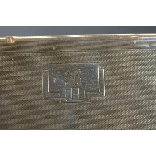 408 - Early George V silver cigarette case, rectangular form, the lid with engraved Royal Engineers crest,... 