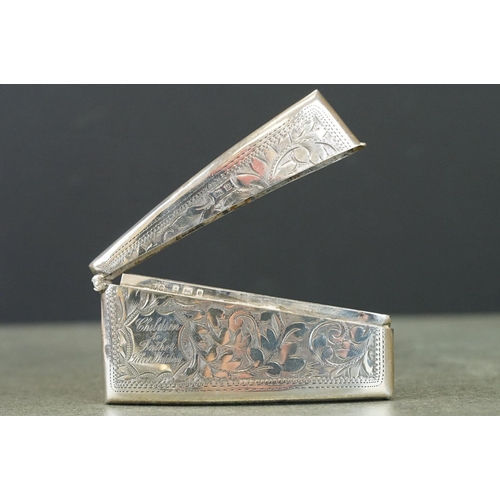 409 - Edwardian silver cigarette case, engraved foliate scroll decoration, engraved personalisation 