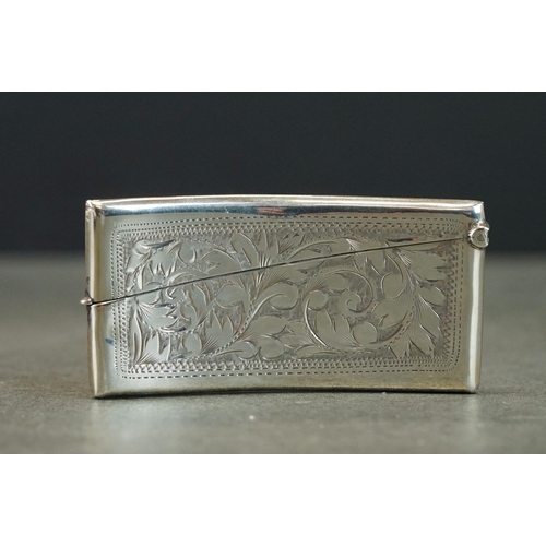 409 - Edwardian silver cigarette case, engraved foliate scroll decoration, engraved personalisation 