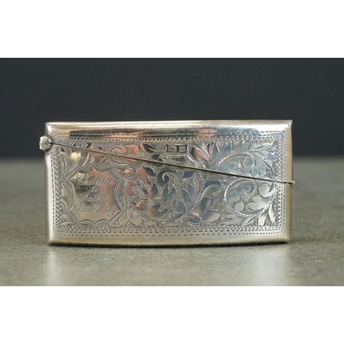 409 - Edwardian silver cigarette case, engraved foliate scroll decoration, engraved personalisation 