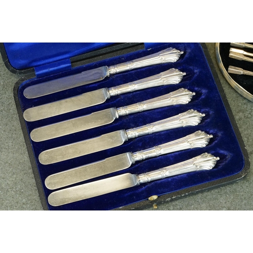 421 - Cased set of six silver demitasse spoons, flared faceted terminal, plain polished, makers John Turto... 