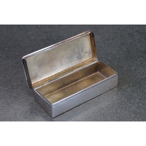 430 - Silver trinket box, repoussé border to the hinged lid, plain polished body, gilt interior, makers Le... 