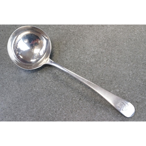 436 - George III silver sauce ladle, Old English pattern, initialled terminal, makers Samuel Godbehere & E... 