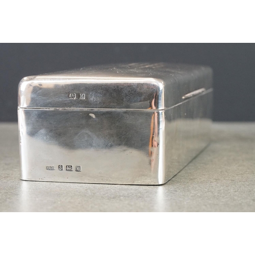 442 - Silver rectangular cigarette box, military interest, presented to ' L.E Chamberlain from the Officer... 