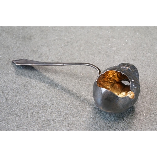 450 - Sampson Mordan & Co Edwardian silver baby feeding spoon modelled as a bird chick, Albany finial, gil... 