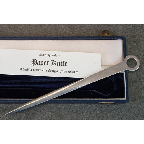 451 - Silver paper knife, boxed, makers Francis Howard Ltd, Sheffield 2006; together with a silver lidded ... 