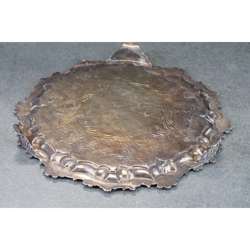 462 - George IV William Bateman II silver salver raised on three cast floral and foliate feet, the border ... 