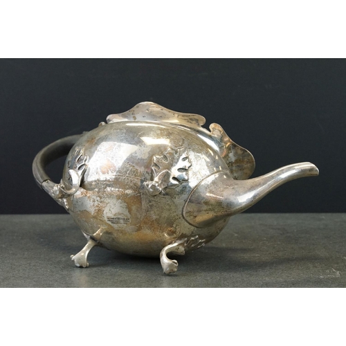 468 - Five piece silver tea service, comprising spirit kettle and stand, teapot, milk jug and twin handled... 