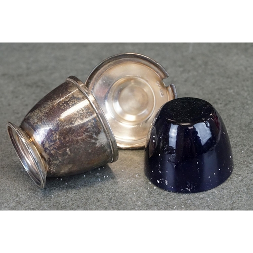 481 - Pair of silver salt and pepper pots, plain polished tapered form, circular foot, stepped lit with ta... 