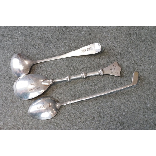 482 - Collection of silver souvenir teaspoons and pickle forks from around the world, to include paste and... 