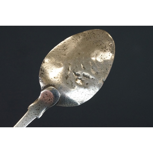 484 - George IV silver basting spoon, fiddle pattern, engraved initials to terminal, makers William Seaman... 