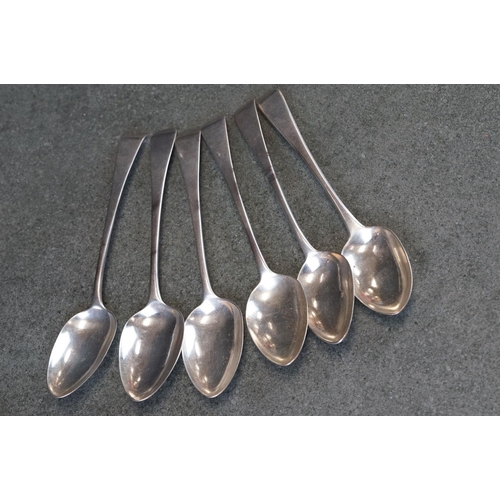 491 - Five Silver serving spoons to include a pair of George III fiddle pattern examples, London 1795, plu... 