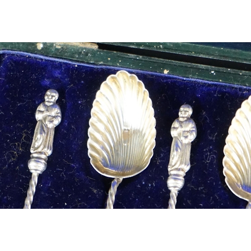 519 - Cased set of 6 Silver Apostle spoons with silver gilt bowls, Birmingham 1901, makers Barnett Henry A... 