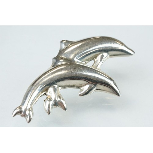 89 - Mexican silver brooch modelled as a flying stork, length approx 9cm; Mexican silver brooch modelled ... 