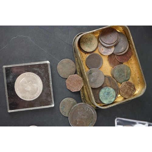 140 - A collection of mainly British pre decimal coins to include many silver examples and King George III... 