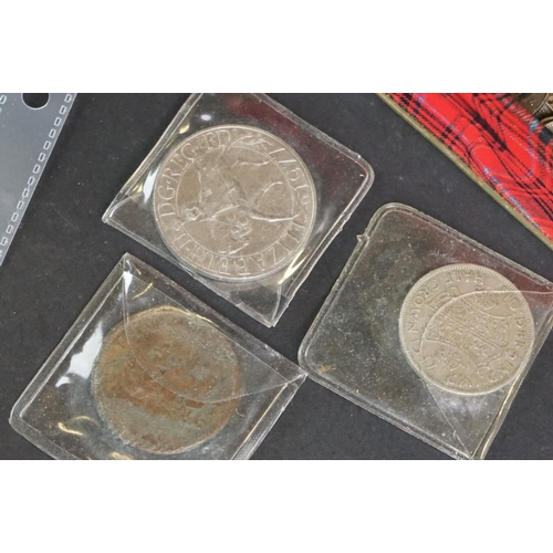 142 - A collection of mainly British pre decimal coins and banknotes to include a good quantity of silver ... 