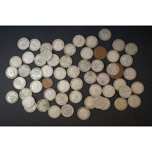 143 - A Collection of mainly British pre decimal coins to include silver examples together with a quantity... 