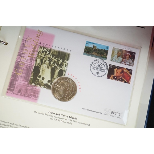 180 - A Westminster Mint 'The Royal Family' Coin & stamp cover collection contained within six albums.