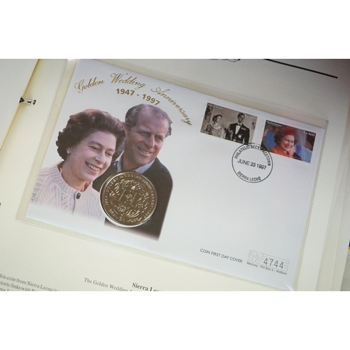 180 - A Westminster Mint 'The Royal Family' Coin & stamp cover collection contained within six albums.