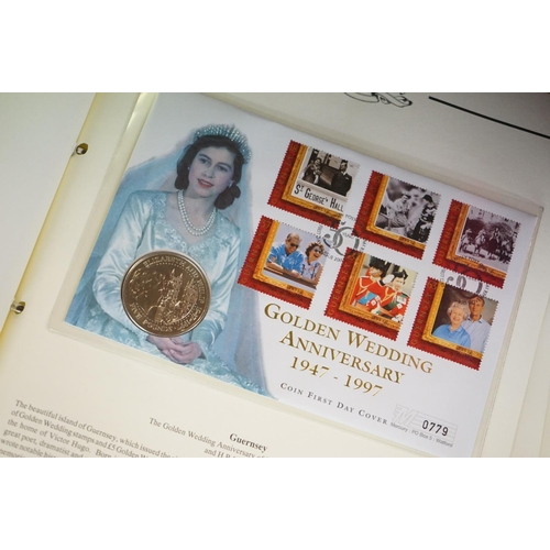 180 - A Westminster Mint 'The Royal Family' Coin & stamp cover collection contained within six albums.