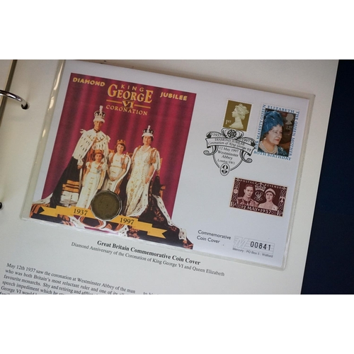 180 - A Westminster Mint 'The Royal Family' Coin & stamp cover collection contained within six albums.