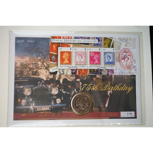 181 - A collection of Westminster Mint limited edition coin and stamp covers to include Crowns, £5 coin, £... 