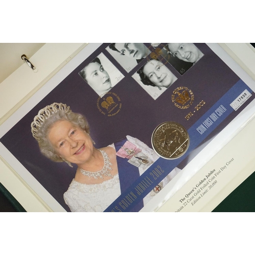 181 - A collection of Westminster Mint limited edition coin and stamp covers to include Crowns, £5 coin, £... 