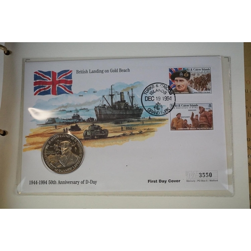 182 - A collection of Westminster Mint limited edition coin and stamp covers contained within three coin &... 