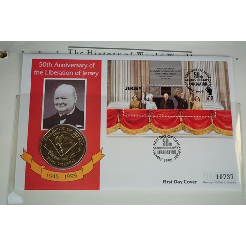 182 - A collection of Westminster Mint limited edition coin and stamp covers contained within three coin &... 