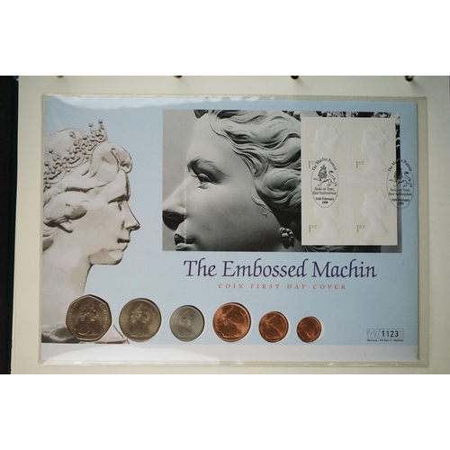 182 - A collection of Westminster Mint limited edition coin and stamp covers contained within three coin &... 