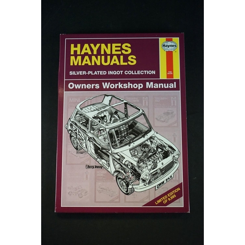 153 - A limited edition Haynes Manuals silver plated ingot collection, complete set of twelve in fitted co... 