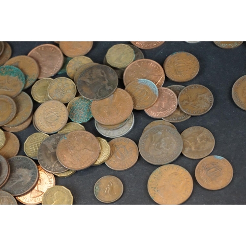 154 - A small collection of mainly British pre decimal coins to include Victorian and silver examples.