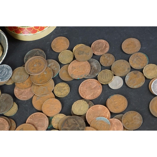 154 - A small collection of mainly British pre decimal coins to include Victorian and silver examples.