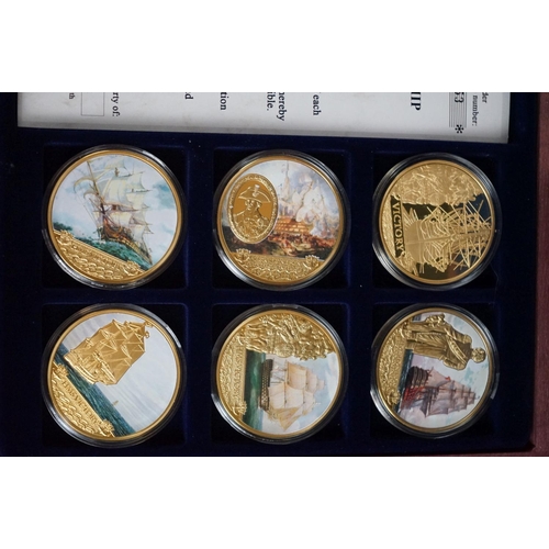 156 - A 250 years HMS Victory anniversary six coin commemorative set together with a British banknotes six... 