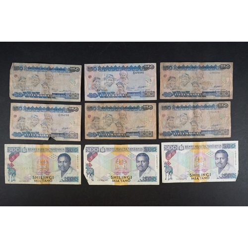 58 - A collection of approx forty banknotes, mainly from African nations.