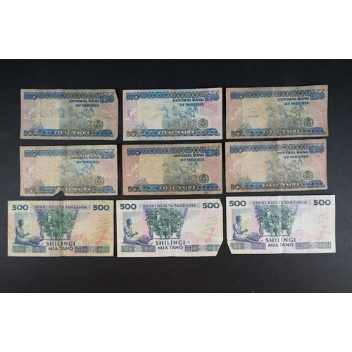 58 - A collection of approx forty banknotes, mainly from African nations.